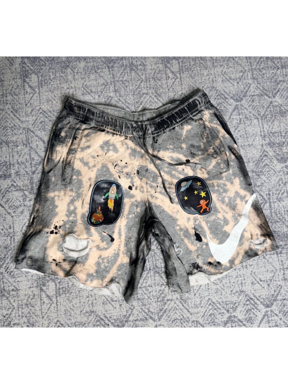 Nike x Dro Lab Custom 1/1 Reworked Distressed Treated Nike Cotton Shorts